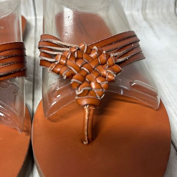 American Eagle AE Braided Leather Flip Flops Sandals Thongs Slip on Shoes Size 6 - Picture 2 of 7